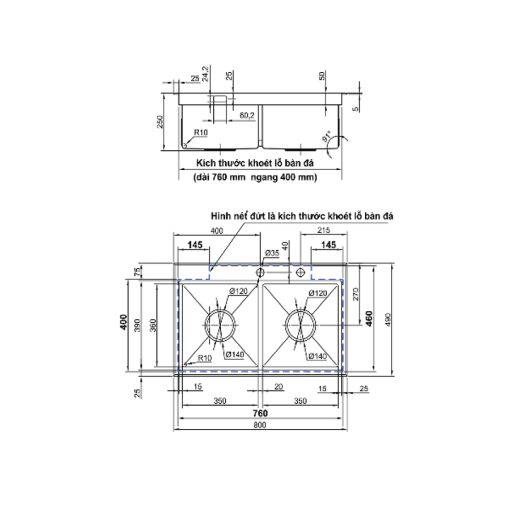 Chậu Chén Inox Luxta LC8049N-5.0 - Image 2